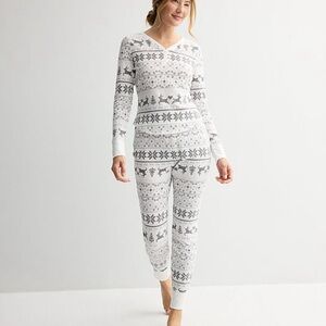 Sonoma White and Gray Fair Isle Thermal Pajama Set